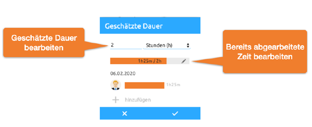 Geschätzte Dauer bearbeiten